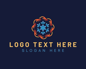 Temperature - Snowflake Fire Temperature logo design