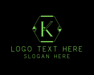 Green - Tech Gaming Letter K logo design