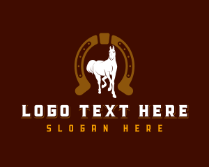 Stable - Horseshoe Stable Horse logo design