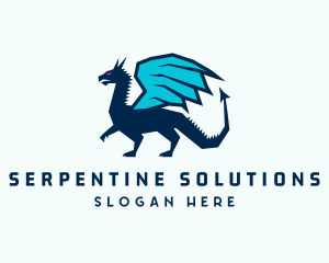 Serpentine - Medieval Mythical Dragon logo design