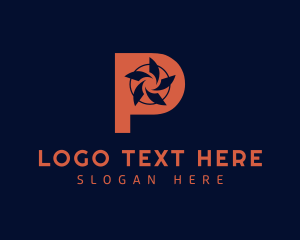 Geometric - Letter P Shutter Camera logo design
