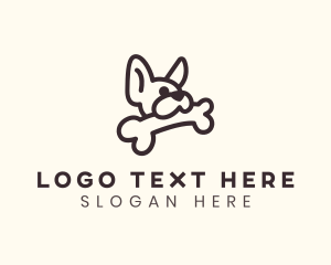 Boxer Dog - Puppy Dog Bone logo design