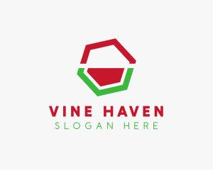 Minimalist Watermelon Hexagon logo design