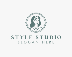 Woman Hairstylist Portrait logo design