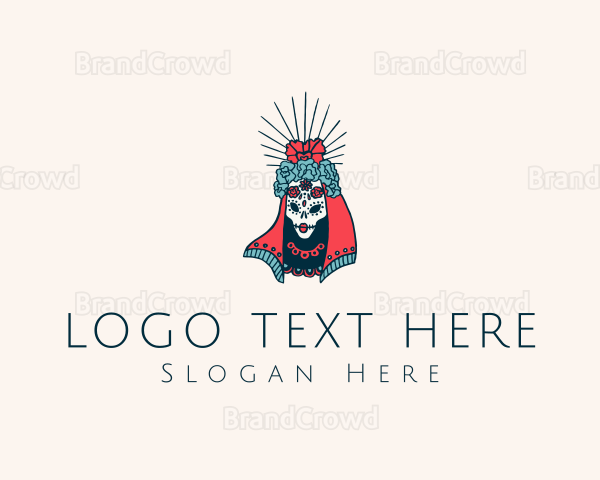 Floral Skull Lady Logo