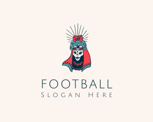 Queen - Floral Skull Lady logo design