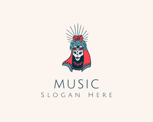 Cultural - Floral Skull Lady logo design