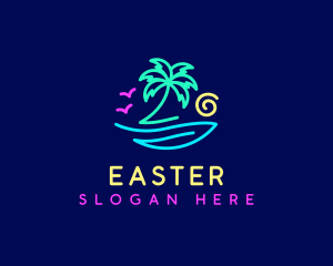 Glow - Neon Palm Tree Beach logo design