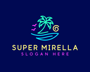 Sea - Neon Palm Tree Beach logo design