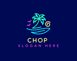 Island - Neon Palm Tree Beach logo design