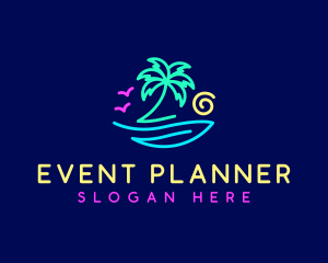 Surf - Neon Palm Tree Beach logo design