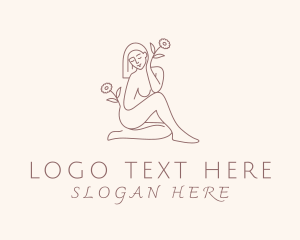 Wax Salon - Flower Sexy Woman Nude logo design