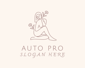 Naked - Flower Sexy Woman Nude logo design