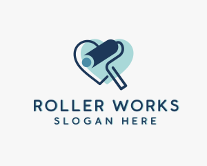 Heart Paint Roller Handyman logo design