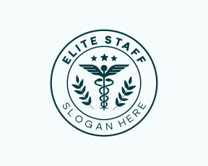 Medical Caduceus Staff Hospital logo design