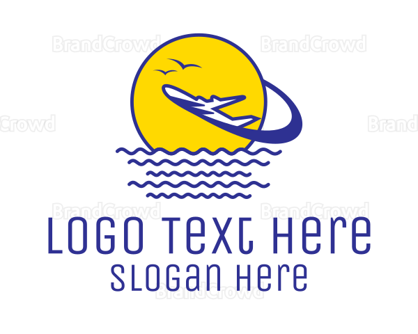 Sun Ocean Airplane Logo