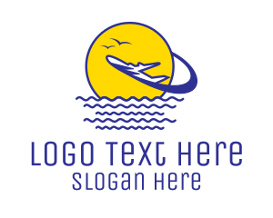 Transport - Sun Ocean Airplane logo design