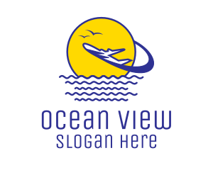 Sun Ocean Airplane logo design