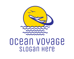 Sun Ocean Airplane logo design