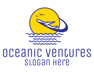 Sun Ocean Airplane logo design