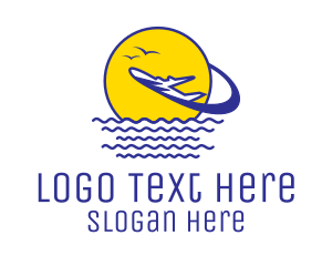 Sun Ocean Airplane Logo