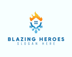 Fireman - Fire Snowflake House Hvac logo design