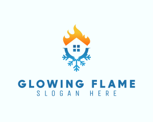 Fire Snowflake House Hvac logo design