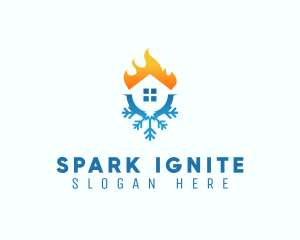 Fire Snowflake House Hvac logo design