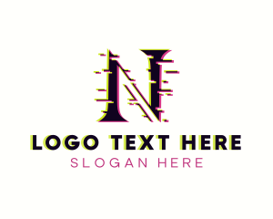 Tech - Tech Glitch Letter N logo design
