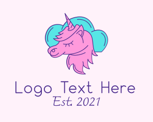 Nursery - Pink Unicorn Cloud logo design