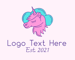 Mythology - Pink Unicorn Cloud logo design