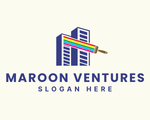 Maroon - City Building Painting logo design