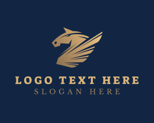 Golden - Horse Pegasus Wings logo design