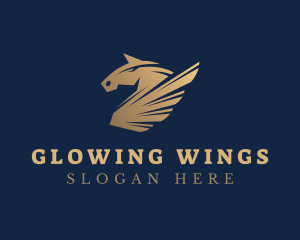 Horse Pegasus Wings logo design