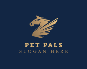 Horse Pegasus Wings logo design