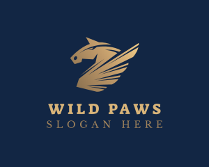 Horse Pegasus Wings logo design
