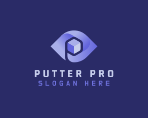 Game Cube Letter P logo design