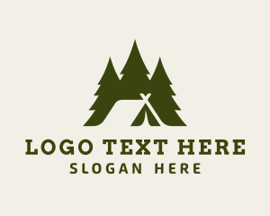 Outdoors - Forest Tree Camping Tent logo design