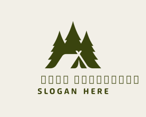 Campsite - Forest Tree Camping Tent logo design