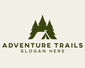 Forest Tree Camping Tent logo design