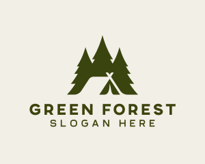 Forest Tree Camping Tent logo design