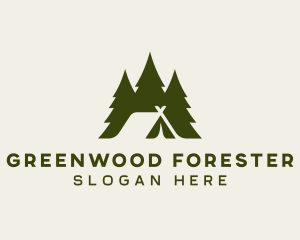 Forest Tree Camping Tent logo design