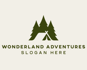 Forest Tree Camping Tent logo design