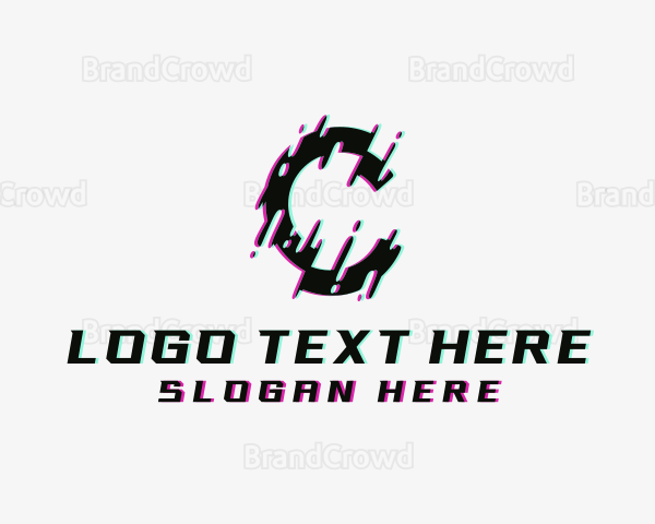 Animation Glitch Letter C Logo