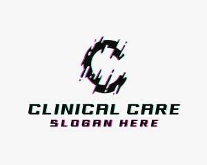 Animation Glitch Letter C logo design