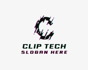 Animation Glitch Letter C logo design