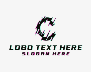 Glitch - Animation Glitch Letter C logo design