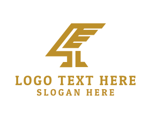 Flying - Golden Wing Four logo design