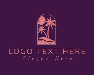 Palm Tree - Ocean Beach Sunset logo design