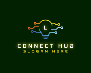 Technology Circuit Bulb logo design